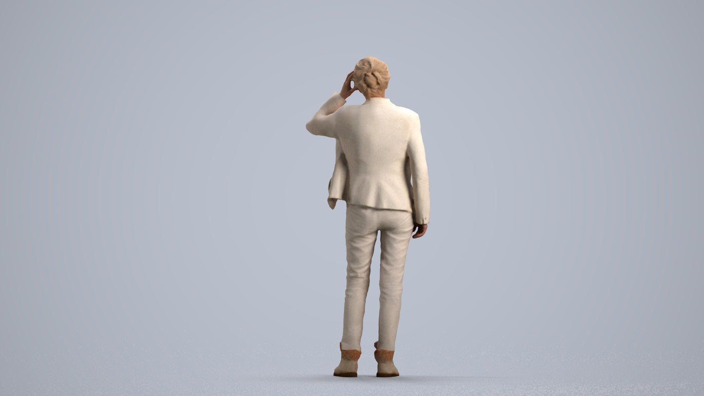 3D scanned senior woman standing business, photorealistic archviz people for Enscape and SketchUp, front view render
