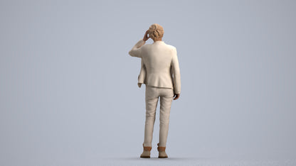 3D scanned senior woman standing business, photorealistic archviz people for Enscape and SketchUp, front view render