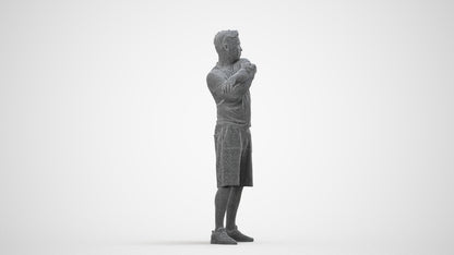 realistic 3D human man sport, archviz people FBX OBJ for Blender, wireframe side view