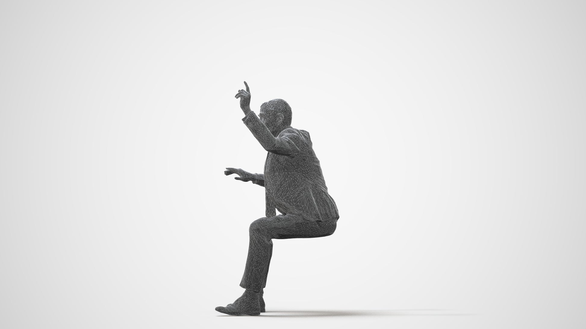 3D human model senior man business, photogrammetry scanned person for archviz, square thumbnail