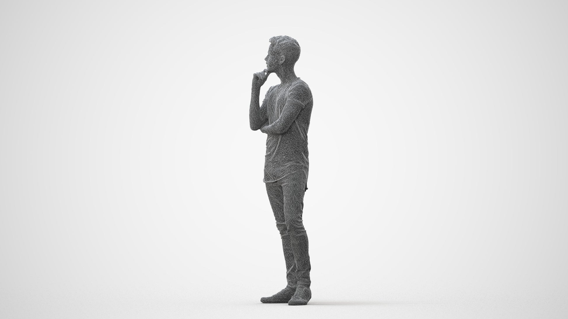 realistic 3D man casual standing, scanned archviz people for Blender and 3ds Max, square thumbnail