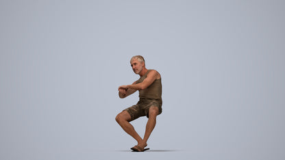 3D scanned man sitting casual, photorealistic archviz people for Enscape and SketchUp, top-down view render
