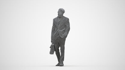 photogrammetry 3D man business walking, realistic human model archviz FBX, wireframe back view