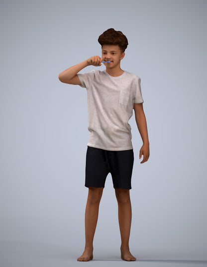 3D scanned boy kids, photorealistic archviz people for Enscape and SketchUp