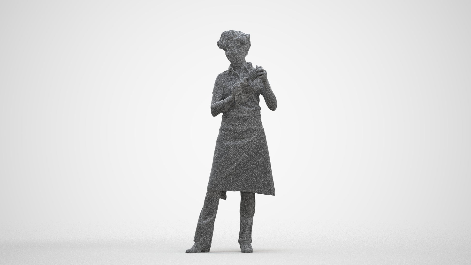 3D scanned woman hospitality, photorealistic archviz people for Enscape and SketchUp, three-quarter front view render