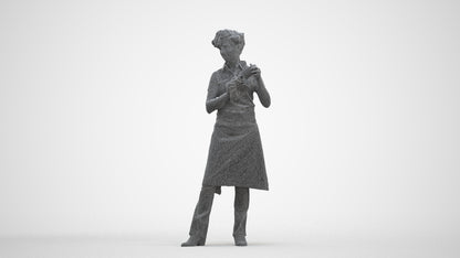 3D scanned woman hospitality, photorealistic archviz people for Enscape and SketchUp, three-quarter front view render