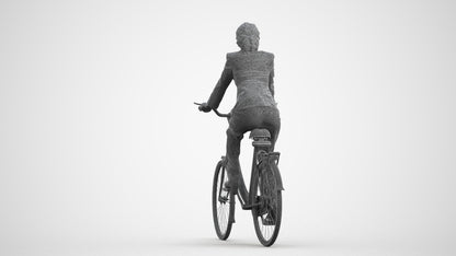 realistic 3D people woman business cycling, render-ready for V-Ray and Corona, FBX OBJ, wireframe front view