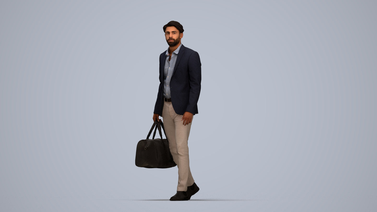 3D people model man business, scanned human for 3ds Max rendering, top-down view render