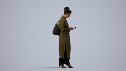 scanned 3D woman business standing, photogrammetry people for Enscape and V-Ray, side view render