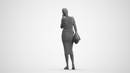 photogrammetry 3D woman casual walking, realistic human model archviz FBX, wireframe front view