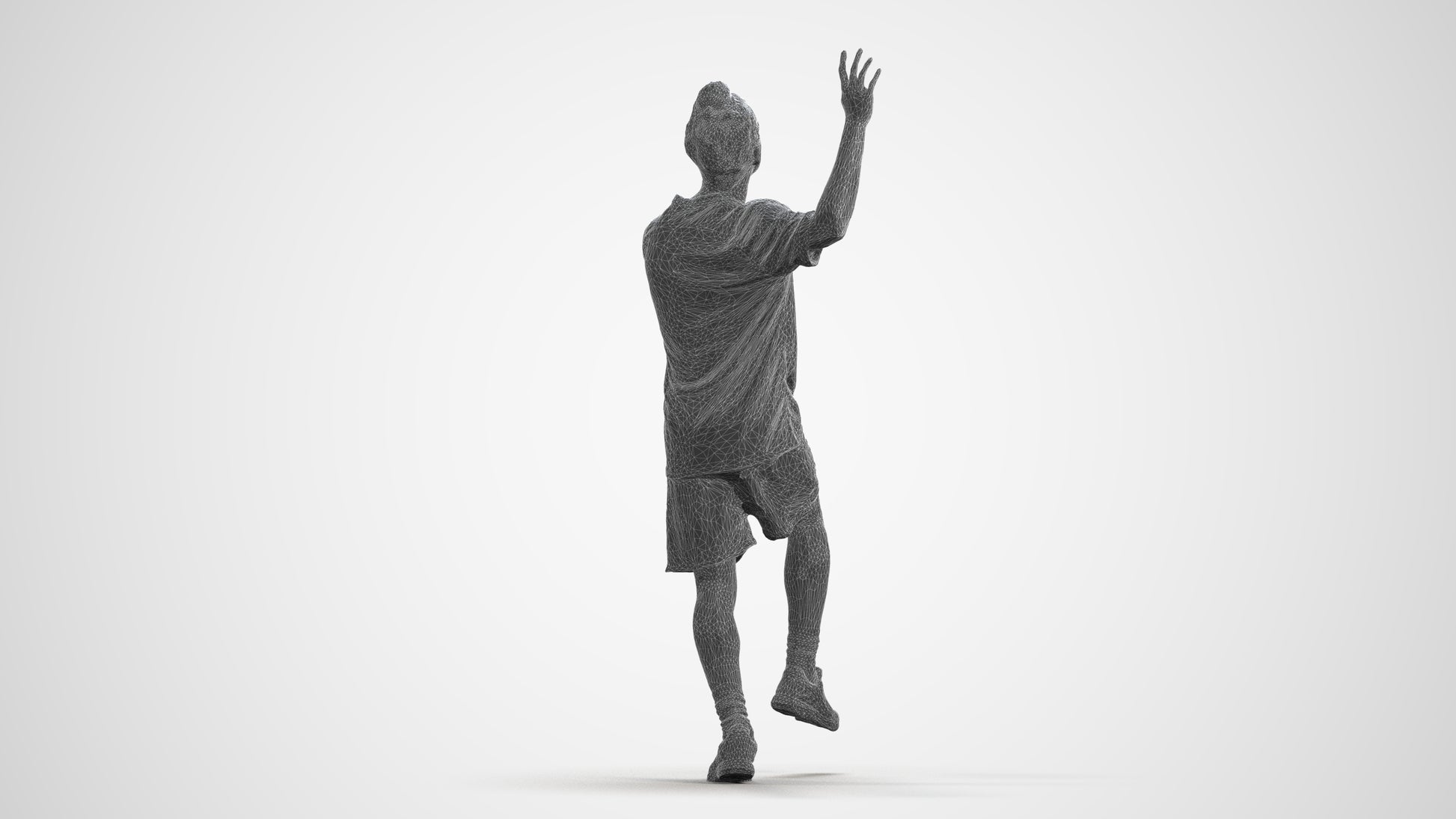 scanned 3D man sport, photogrammetry people for Enscape and V-Ray, wireframe front view