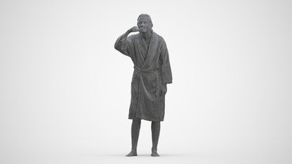 photogrammetry 3D man casual bathroom, realistic human model archviz FBX, three-quarter front view render