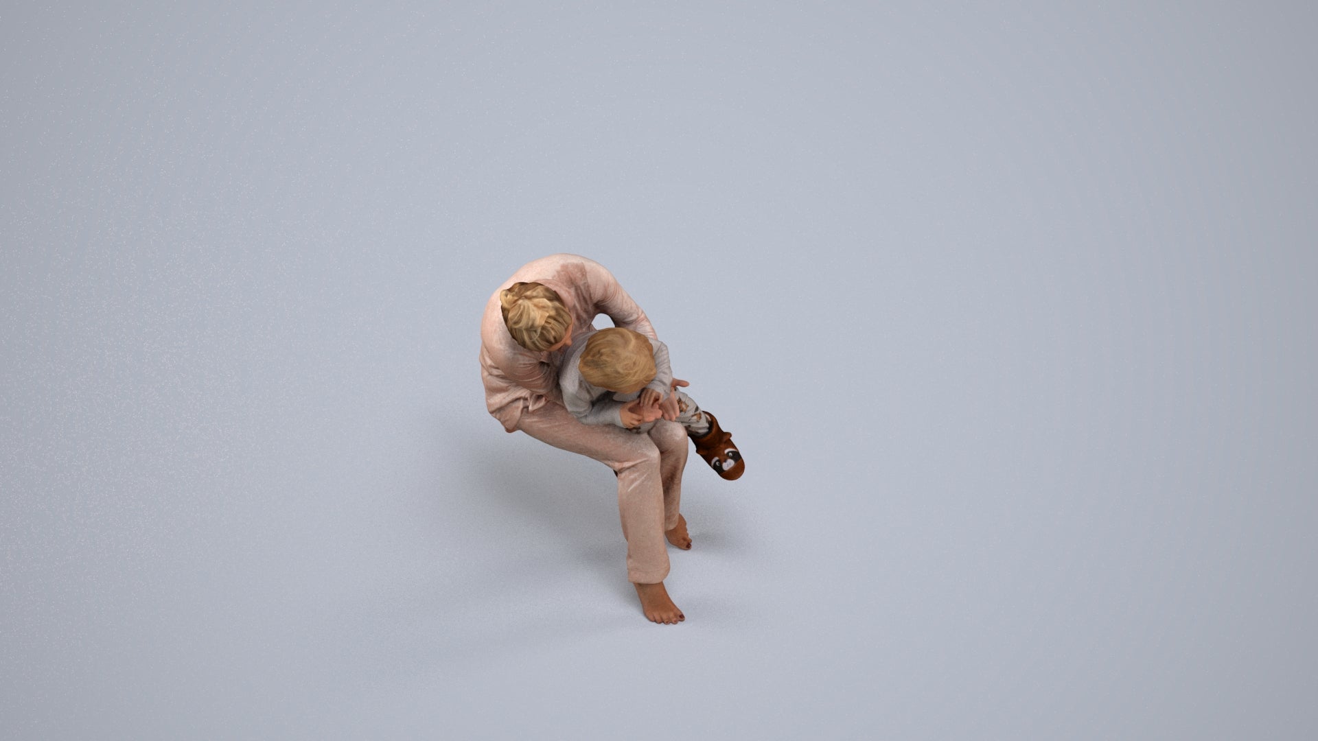 3D people model girl kids, scanned human for 3ds Max rendering, back view render