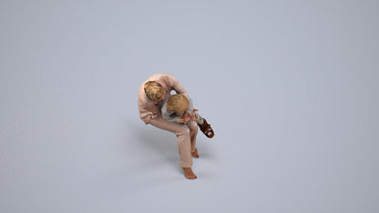 3D people model girl kids, scanned human for 3ds Max rendering, back view render