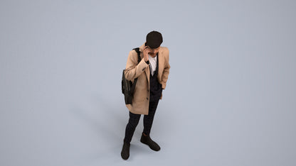 realistic 3D people man business standing, render-ready for V-Ray and Corona, FBX OBJ, back view render