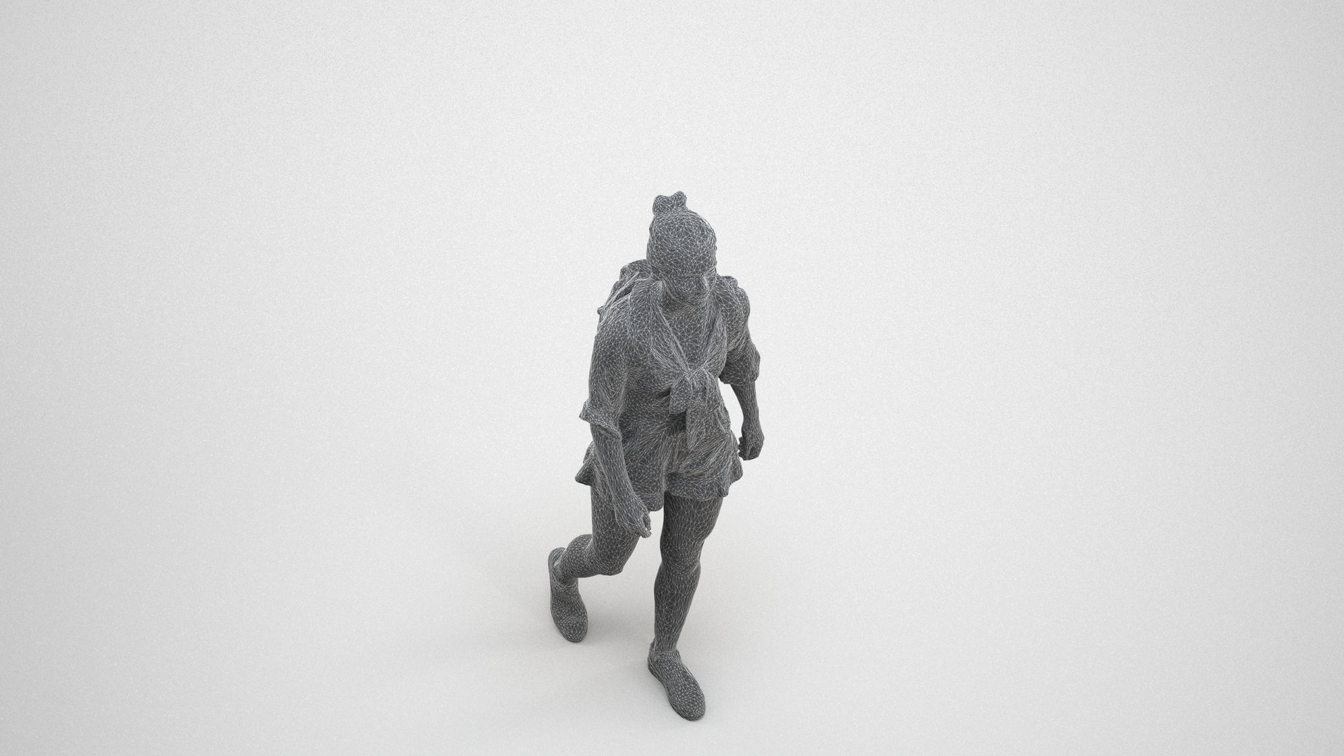 realistic 3D people girl casual kids, render-ready for V-Ray and Corona, FBX OBJ, wireframe three-quarter view