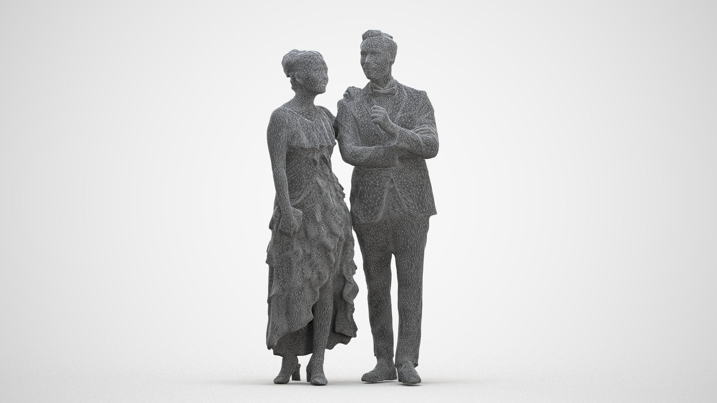 3D human model woman formal formalaffairs, photogrammetry scanned person for archviz, three-quarter front view render