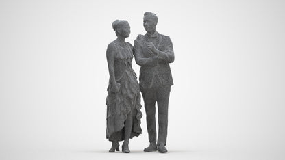 3D human model woman formal formalaffairs, photogrammetry scanned person for archviz, three-quarter front view render