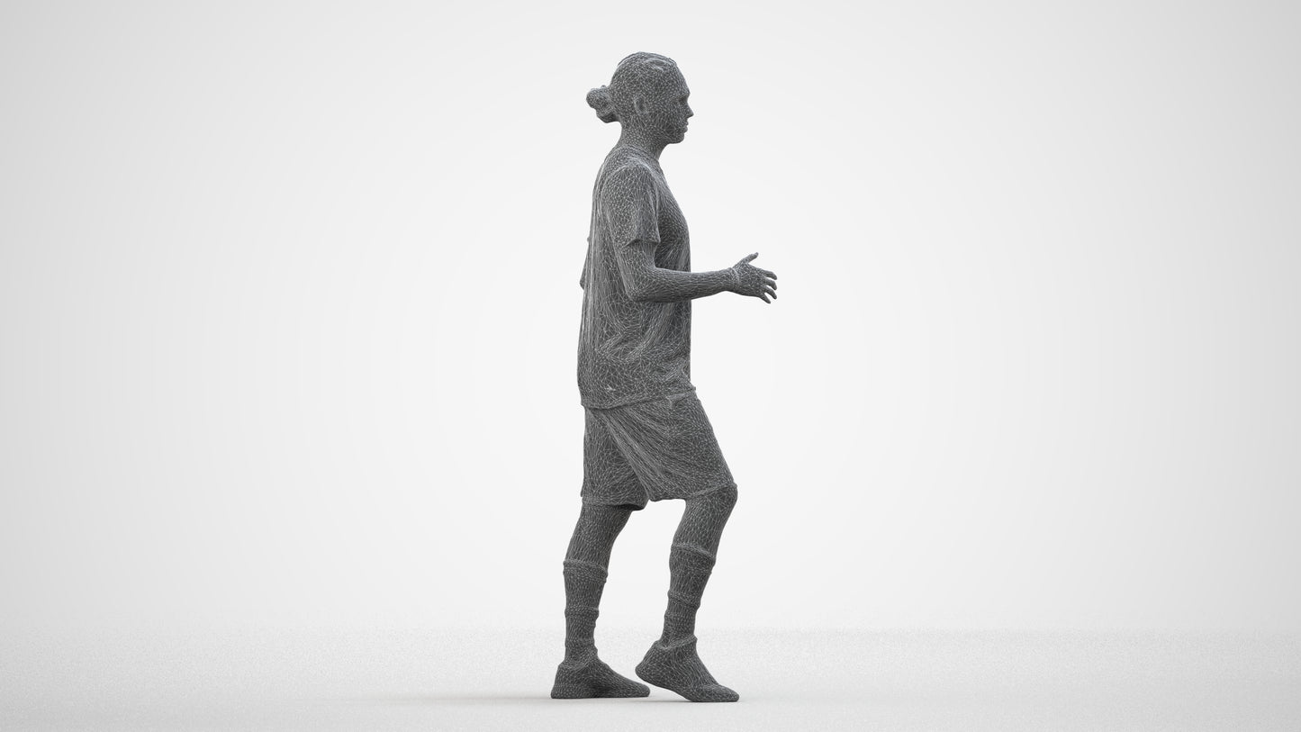realistic 3D human man sport, archviz people FBX OBJ for Blender, wireframe side view