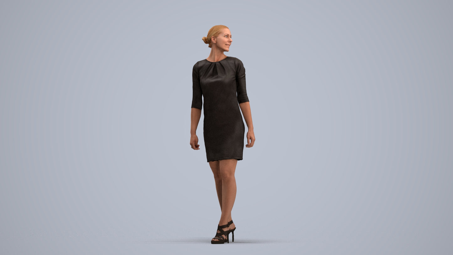 scanned 3D woman business standing, photogrammetry people for Enscape and V-Ray, standing pose render