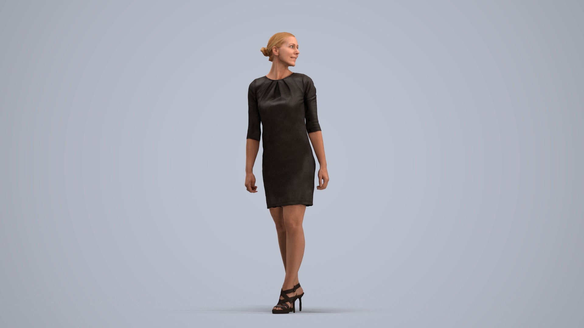 scanned 3D woman business standing, photogrammetry people for Enscape and V-Ray, standing pose render