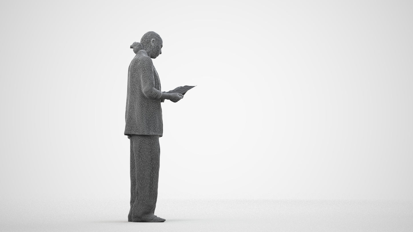 realistic 3D people woman business, render-ready for V-Ray and Corona, FBX OBJ, wireframe side view