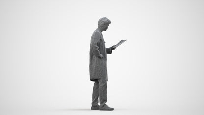 photogrammetry 3D man standing, realistic human model archviz FBX, wireframe side view