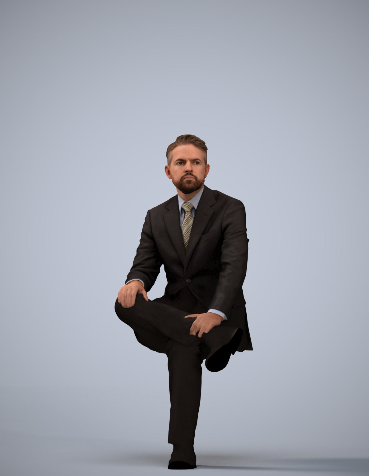 3D scanned man business, photorealistic archviz people for Enscape and SketchUp