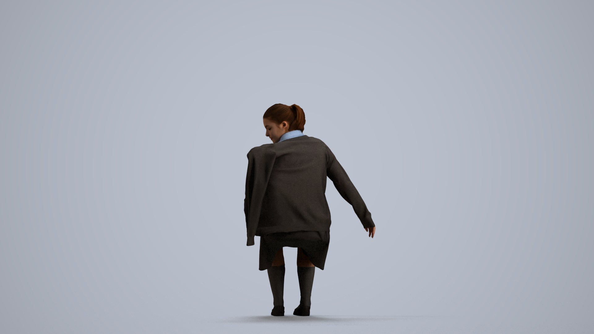 realistic 3D human girl kids, archviz people FBX OBJ for Blender, front view render