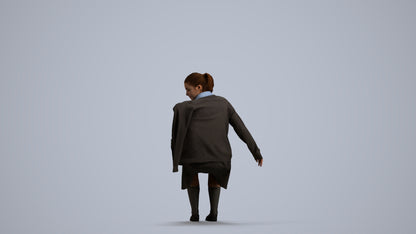 realistic 3D human girl kids, archviz people FBX OBJ for Blender, front view render