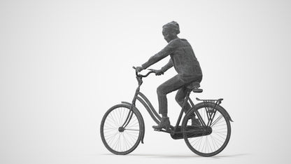 scanned 3D woman casual cycling, photogrammetry people for Enscape and V-Ray, square thumbnail