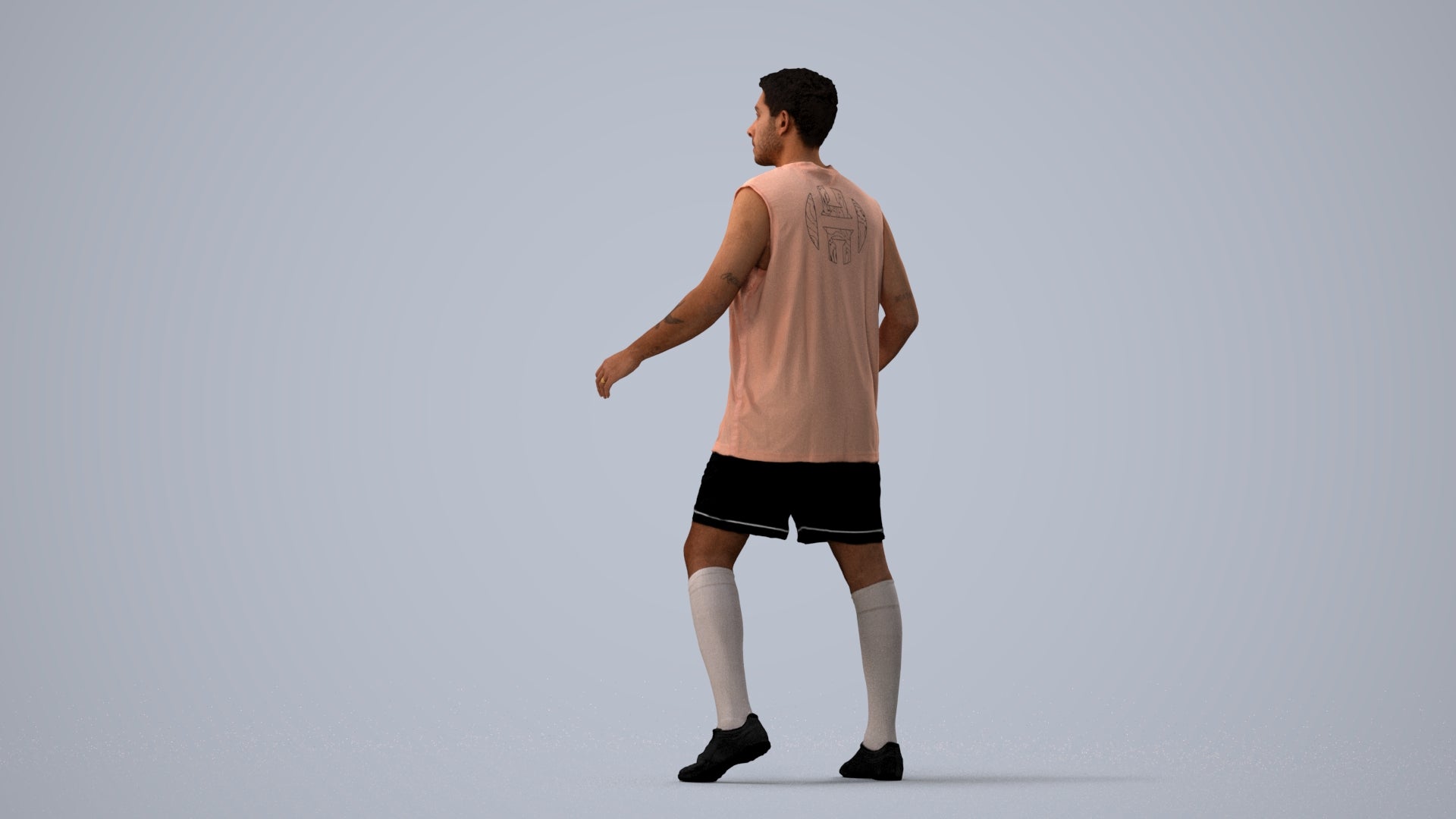 photogrammetry 3D man sport, realistic human model archviz FBX, three-quarter view render