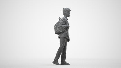realistic 3D people man kids, render-ready for V-Ray and Corona, FBX OBJ, wireframe side view