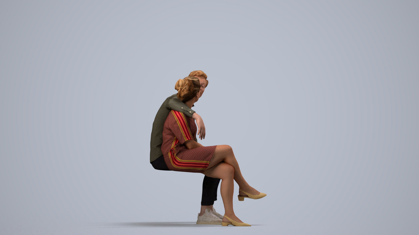 realistic 3D woman casual mix, scanned archviz people for Blender and 3ds Max, side view render