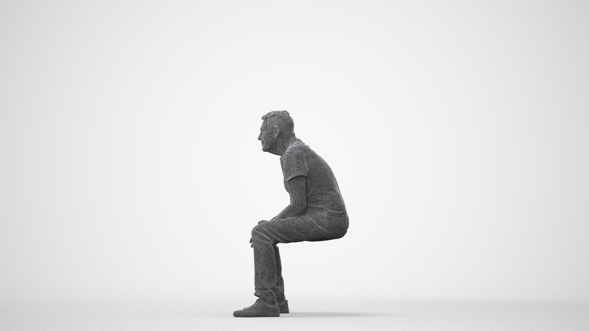 3D scanned senior man sitting casual, photorealistic archviz people for Enscape and SketchUp, square thumbnail