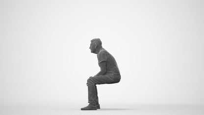 3D scanned senior man sitting casual, photorealistic archviz people for Enscape and SketchUp, square thumbnail