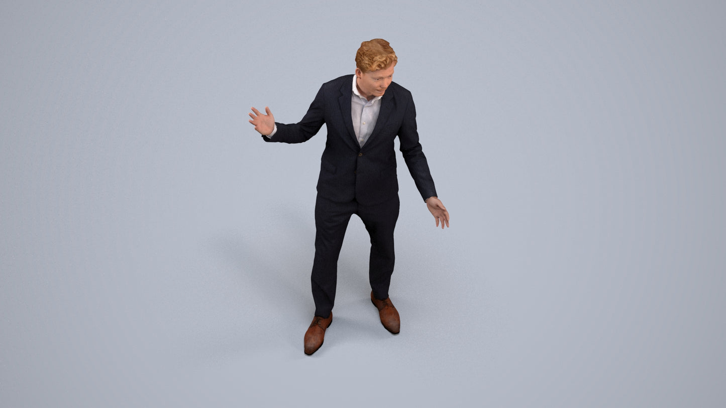 photogrammetry 3D man business, realistic human model archviz FBX, back view render