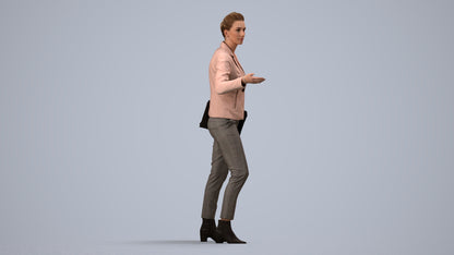 realistic 3D people woman business, render-ready for V-Ray and Corona, FBX OBJ, side view render