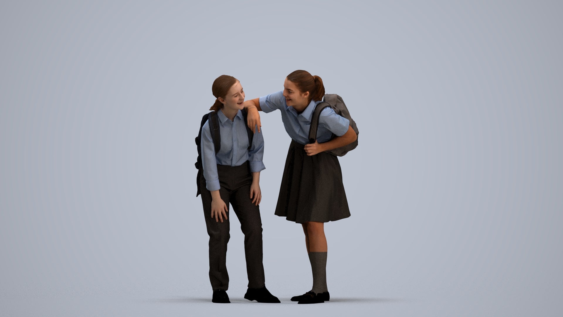 3D scanned girl kids, photorealistic archviz people for Enscape and SketchUp, standing pose render
