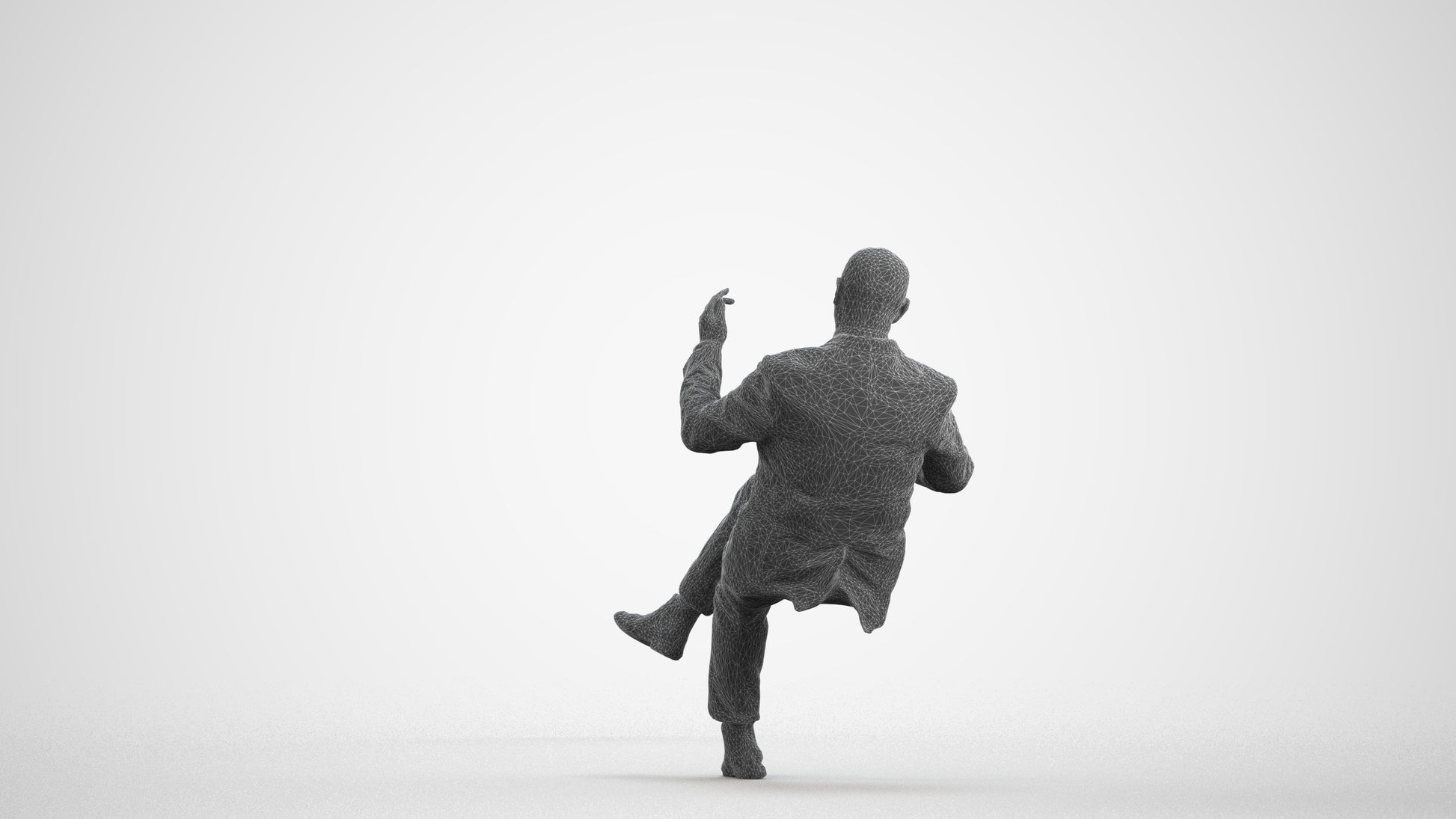 realistic 3D people senior man business, render-ready for V-Ray and Corona, FBX OBJ, wireframe front view