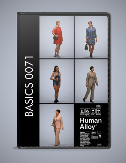 scanned 3D people standing collection, 5 photogrammetry models for Enscape and V-Ray