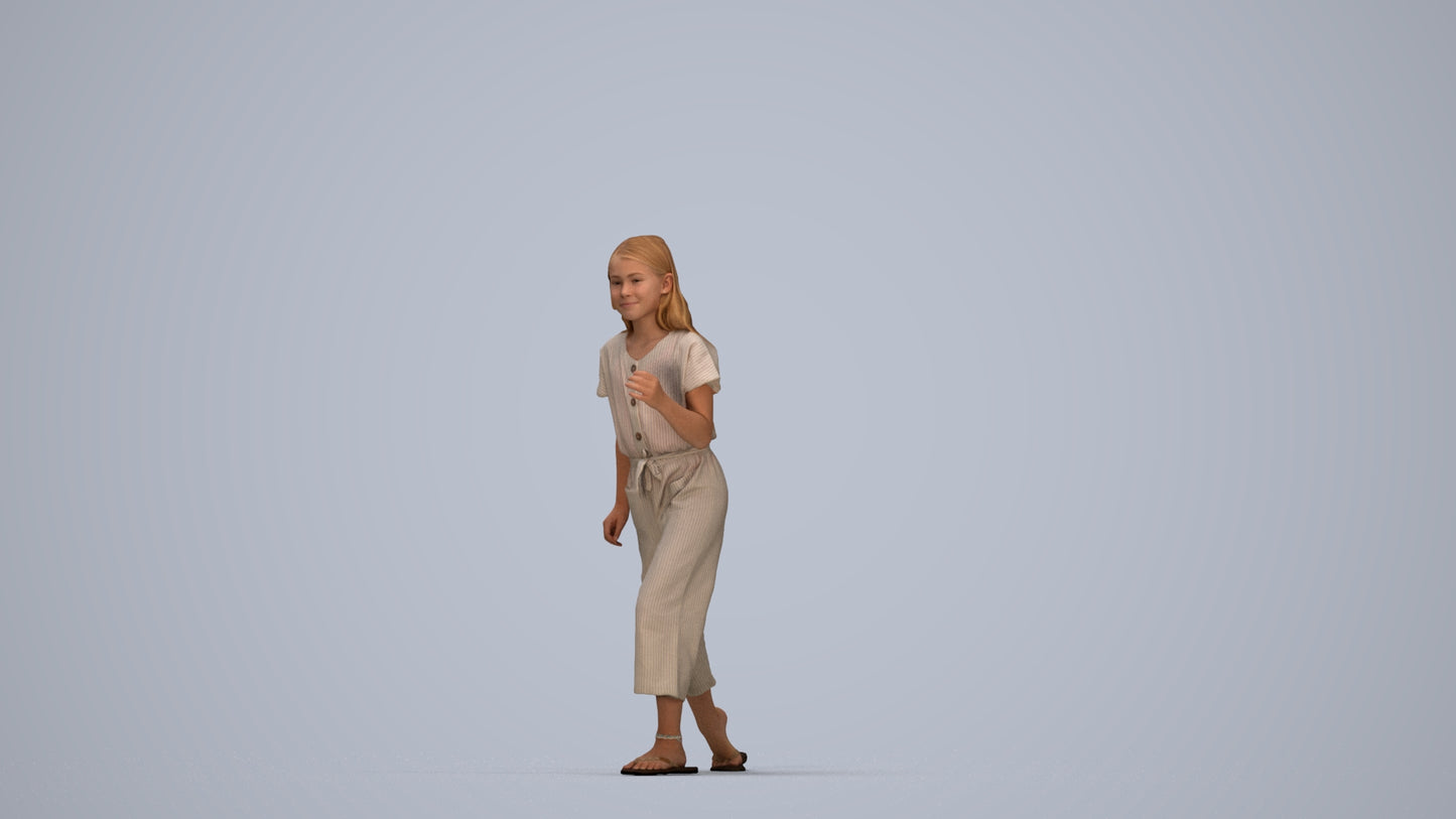 realistic 3D people girl kids, render-ready for V-Ray and Corona, FBX OBJ, top-down view render