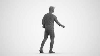realistic 3D people man casual door, render-ready for V-Ray and Corona, FBX OBJ, wireframe front view