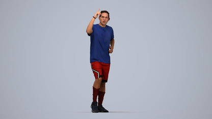 3D human model man sport, photogrammetry scanned person for archviz, top-down view render