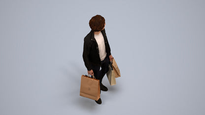 realistic 3D man casual shopping, scanned archviz people for Blender and 3ds Max, back view render