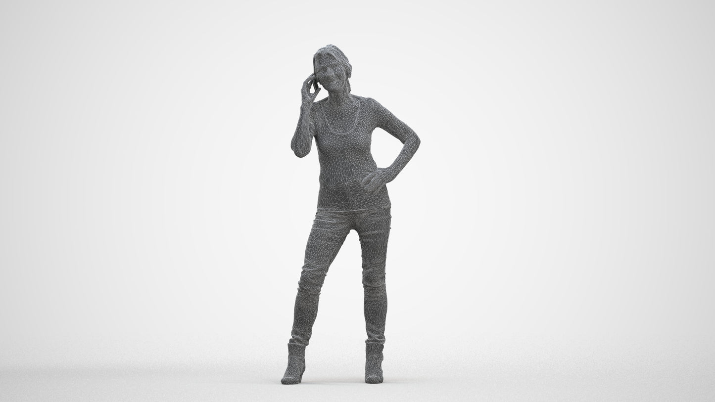 realistic 3D human senior woman casual standing, archviz people FBX OBJ for Blender, three-quarter front view render