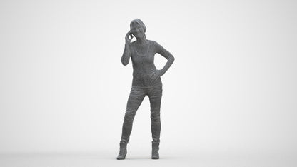 realistic 3D human senior woman casual standing, archviz people FBX OBJ for Blender, three-quarter front view render