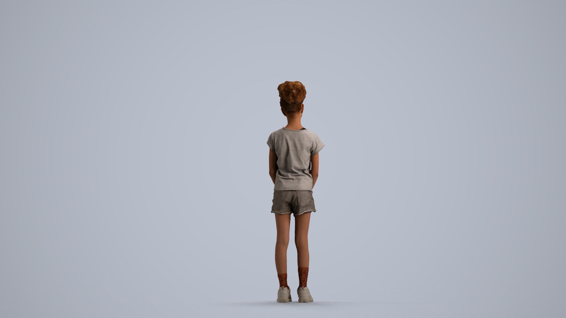 realistic 3D girl casual kids, scanned archviz people for Blender and 3ds Max, front view render