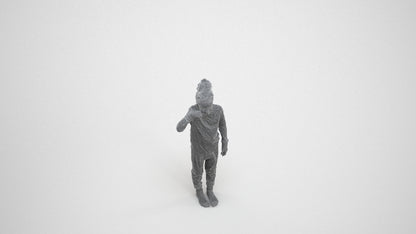 3D human model girl kids, photogrammetry scanned person for archviz, wireframe three-quarter view