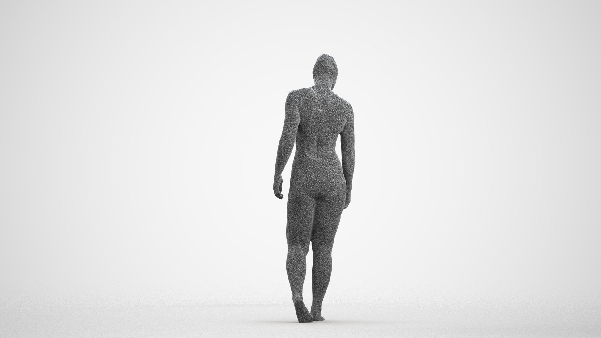 scanned 3D woman sport pool, photogrammetry people for Enscape and V-Ray, wireframe front view